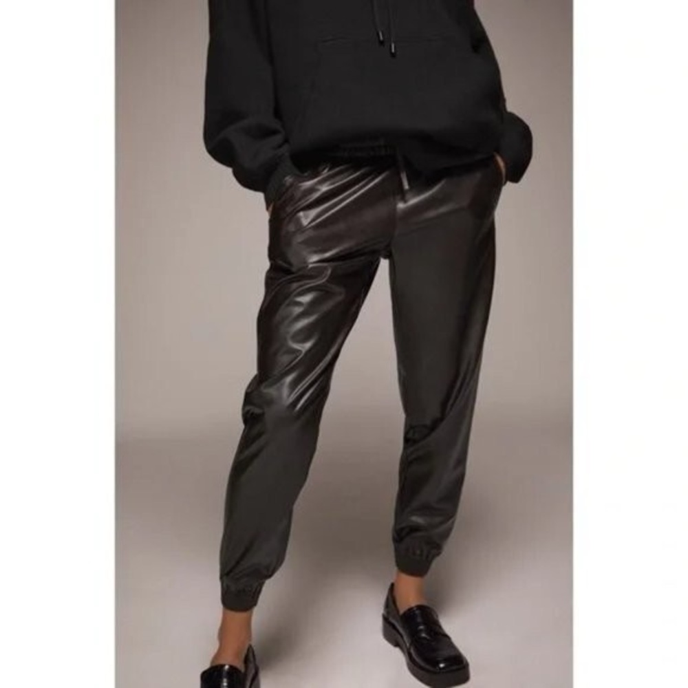 Zara Chocolate Brown Faux Leather Jogger Pants